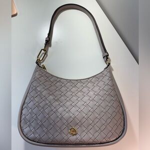 Kate Spade Kayla woven pebbled leather large shoulder and crossbody Gray Bag
